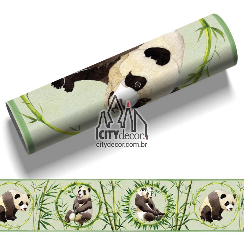 Padrão Sem Emenda Mão Desenho Panda E Planta. Papel De Parede