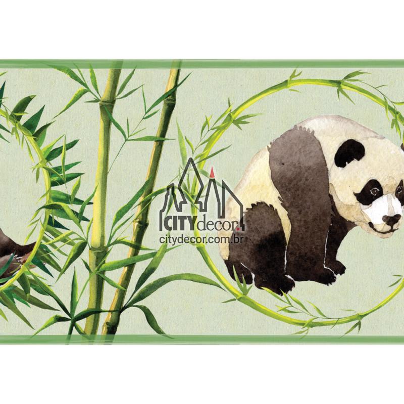 Padrão Sem Emenda Mão Desenho Panda E Planta. Papel De Parede