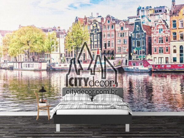 Painel fotográfico para quarto Amsterdam