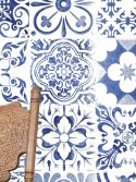 papel de parede azulejo português rustico