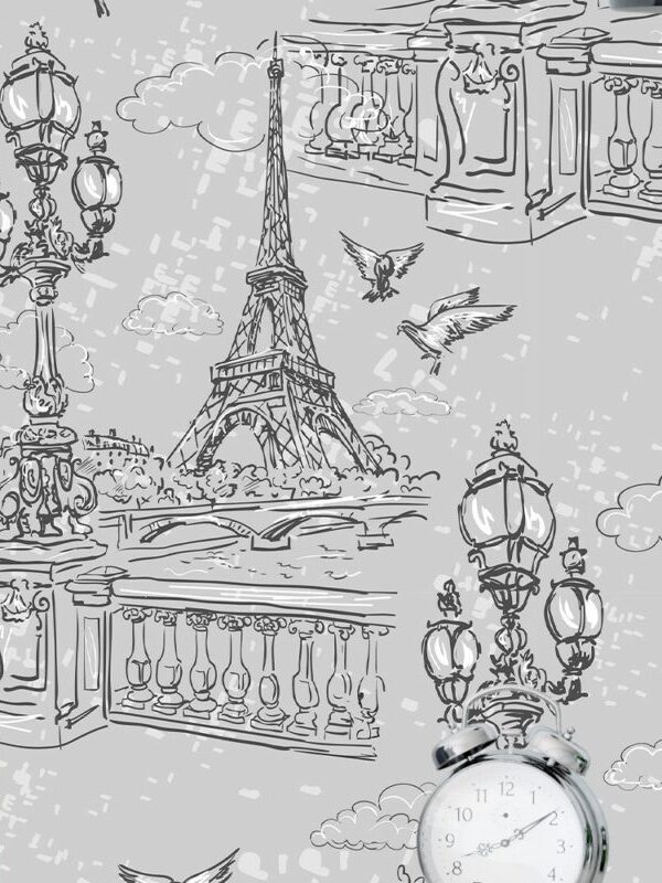 papel de parede torre eiffel cinza